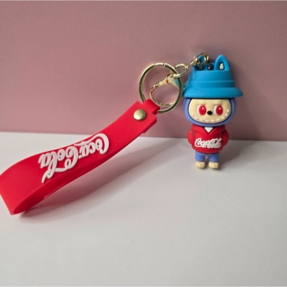 Labubu x Coca-Cola Keychain-Kawaii Cartoon Vinyl Figure Charm